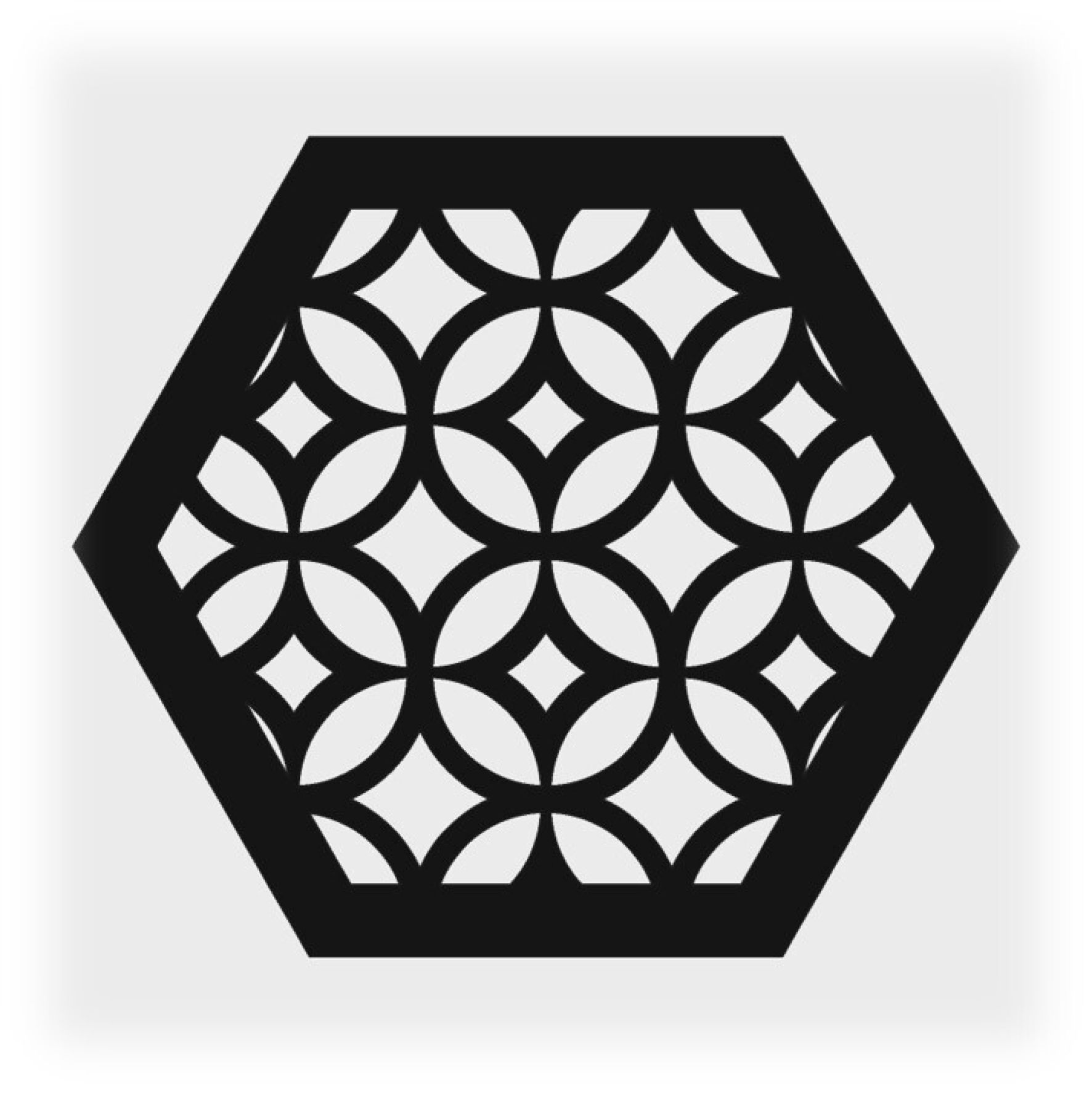 Решетка магнитная, черная, шестигранная (Круги-Ромбы) D125 (наружный 150)