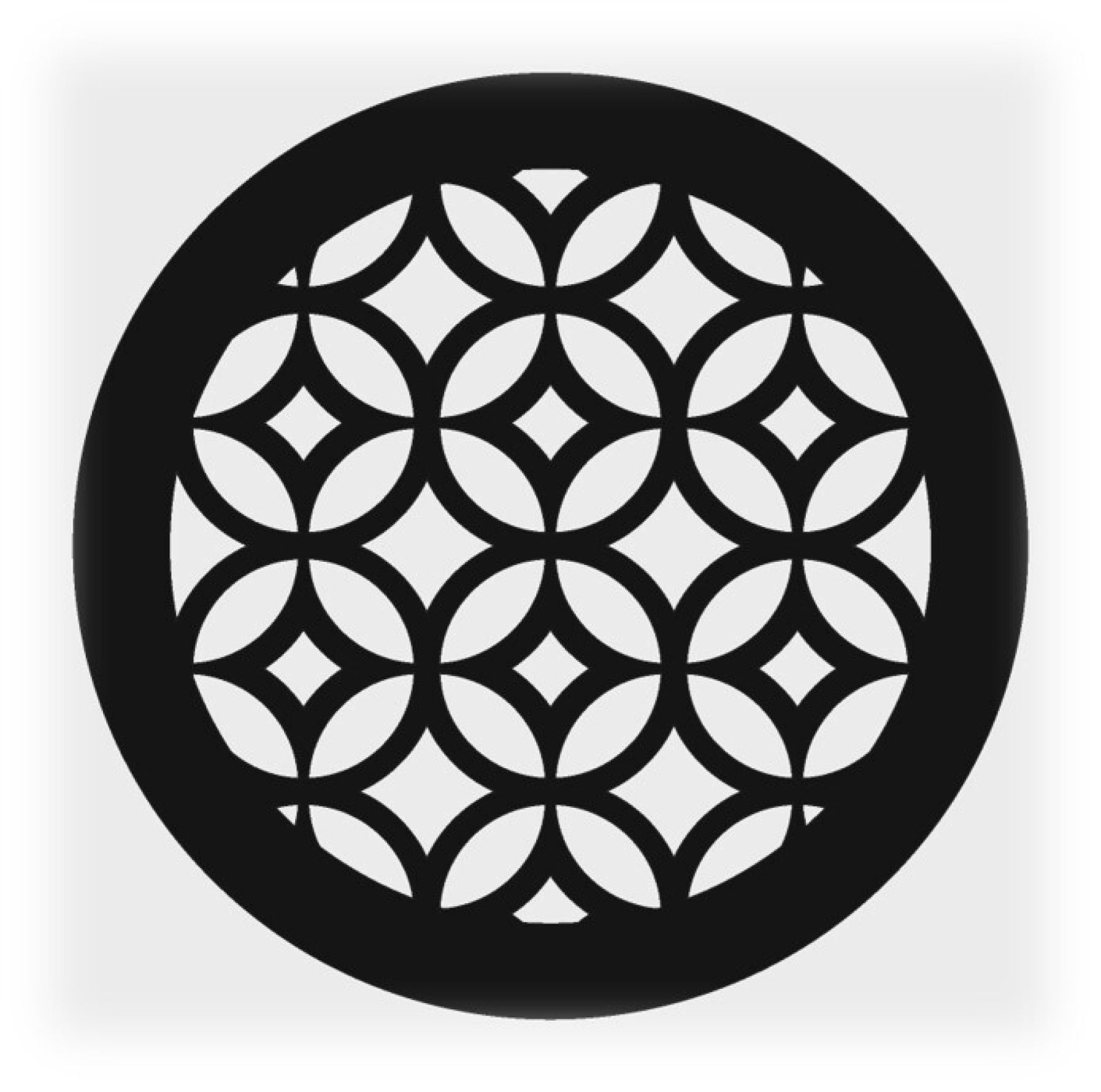 Решетка магнитная, черная, круглая (Круги-Ромбы) D125 (наружный 150)