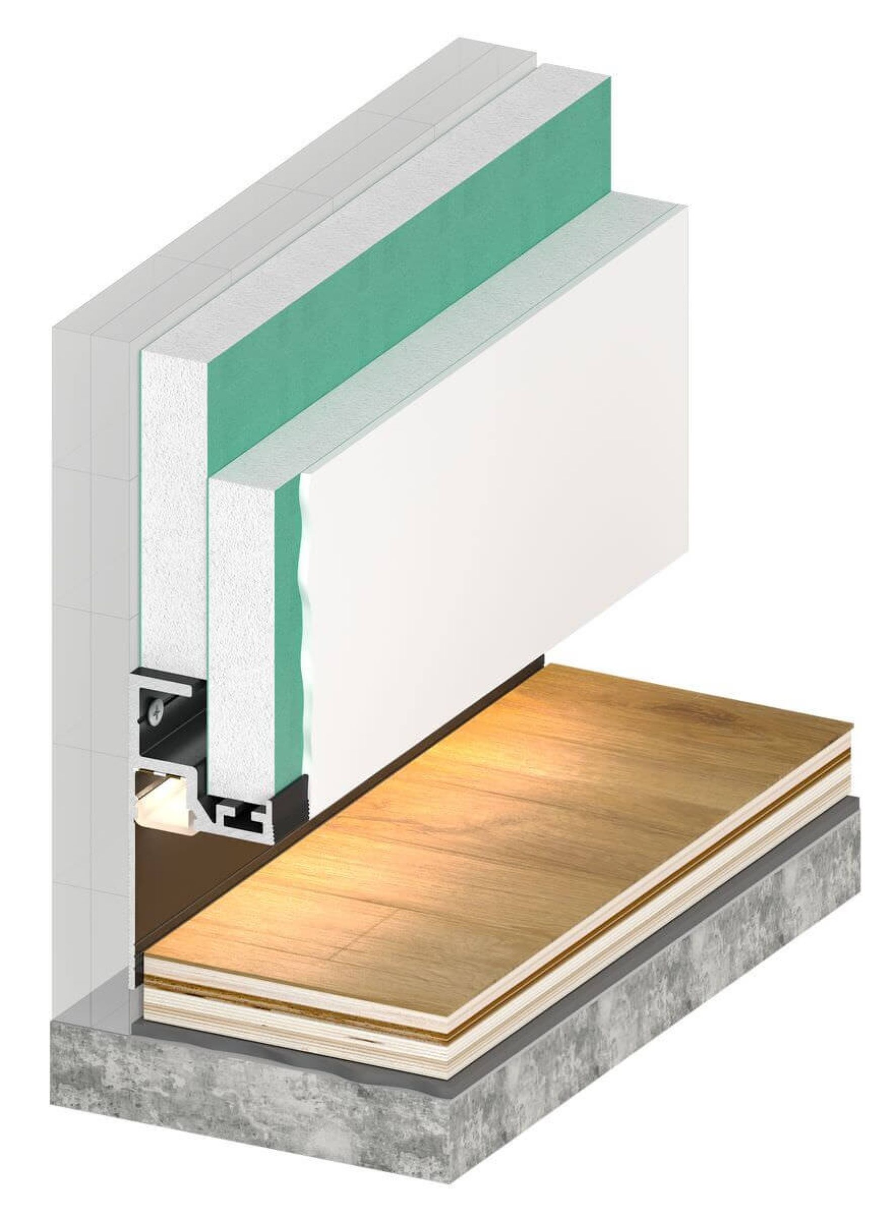 Теневой плинтус с рассеивателем и уголком 11,3*7 мм KRAAB GIPPS 