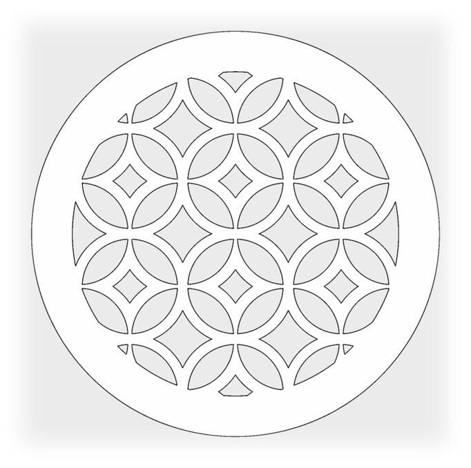 Решетка магнитная, белая, круглая (Круги-Ромбы) D125 (наружный 150)
