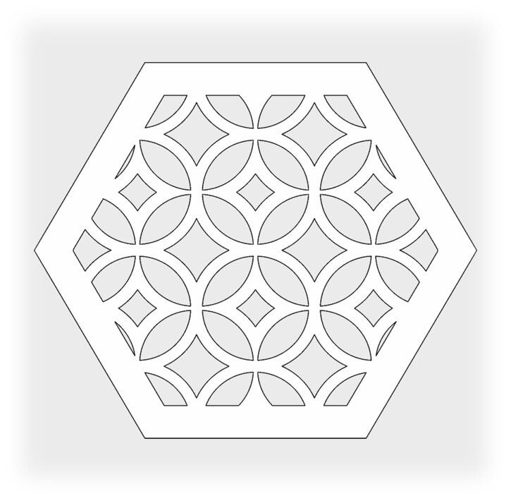 Решетка магнитная, белая, шестигранная (Круги-Ромбы) D125 (наружный 150)