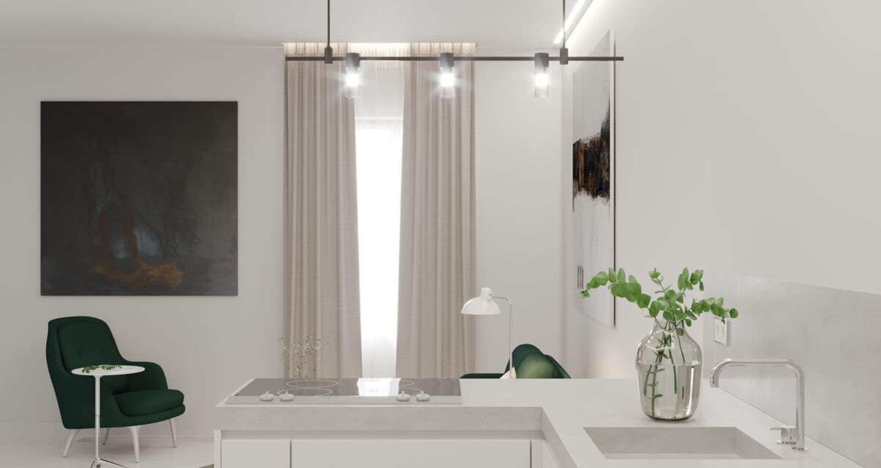 Карниз/система для штор с рассеивателем белый SLOTT PARSEK 2.0 L3