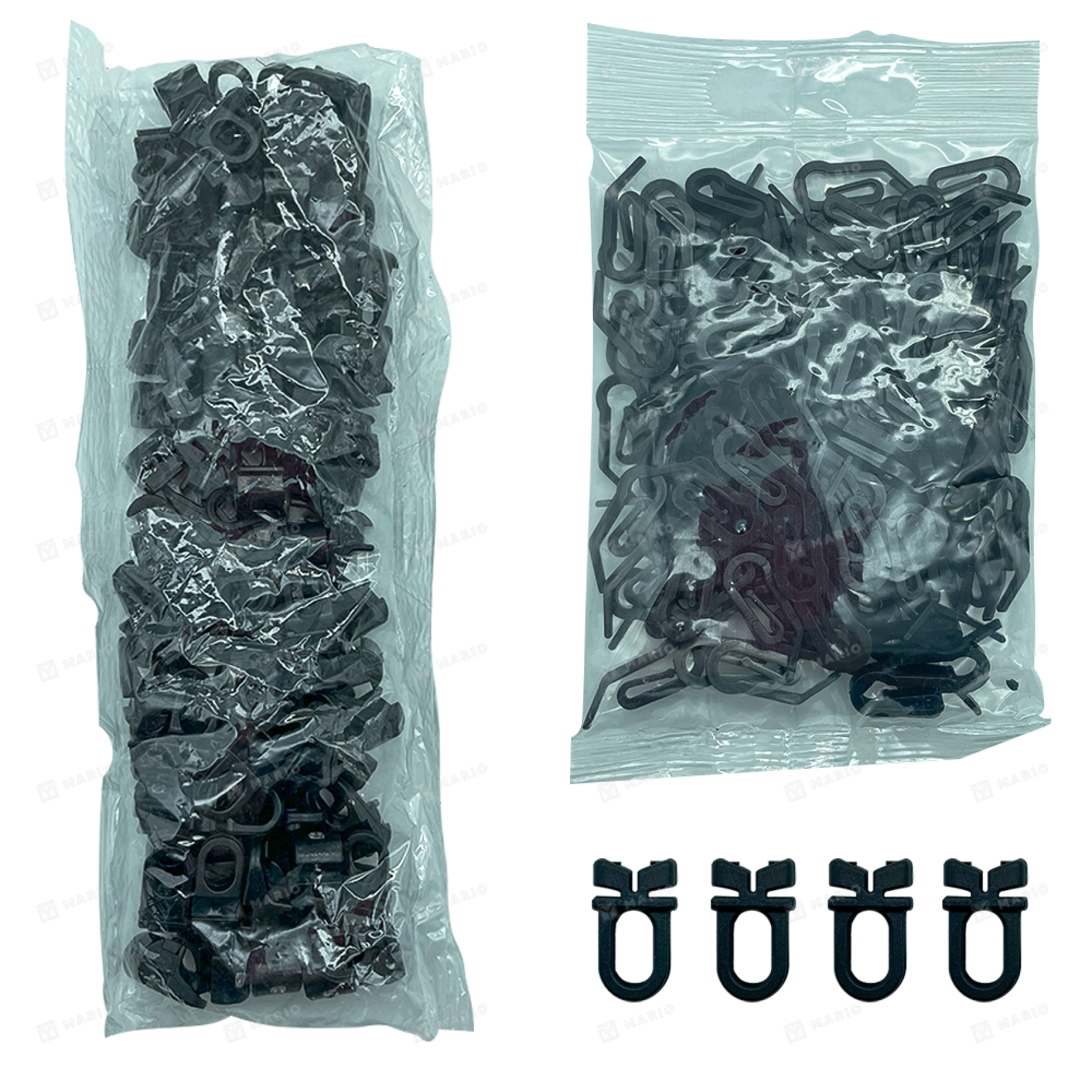 Крючок с бегунком (комплект 100 шт) + 4 стопора черный