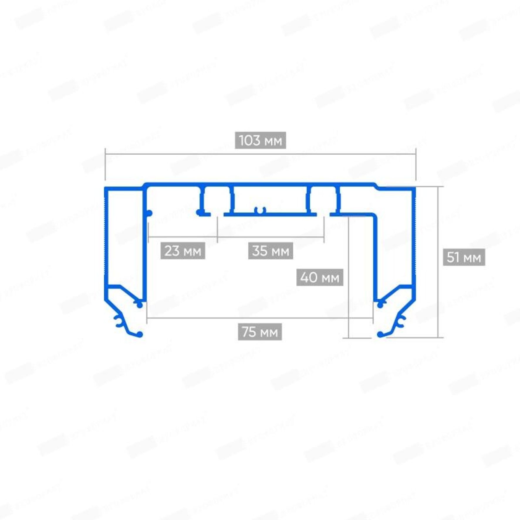 Профиль для изготовления скрытых карнизных ниш с подсветкой с двумя пазами GARDINA2 05 2.0 (ПФ 11058)