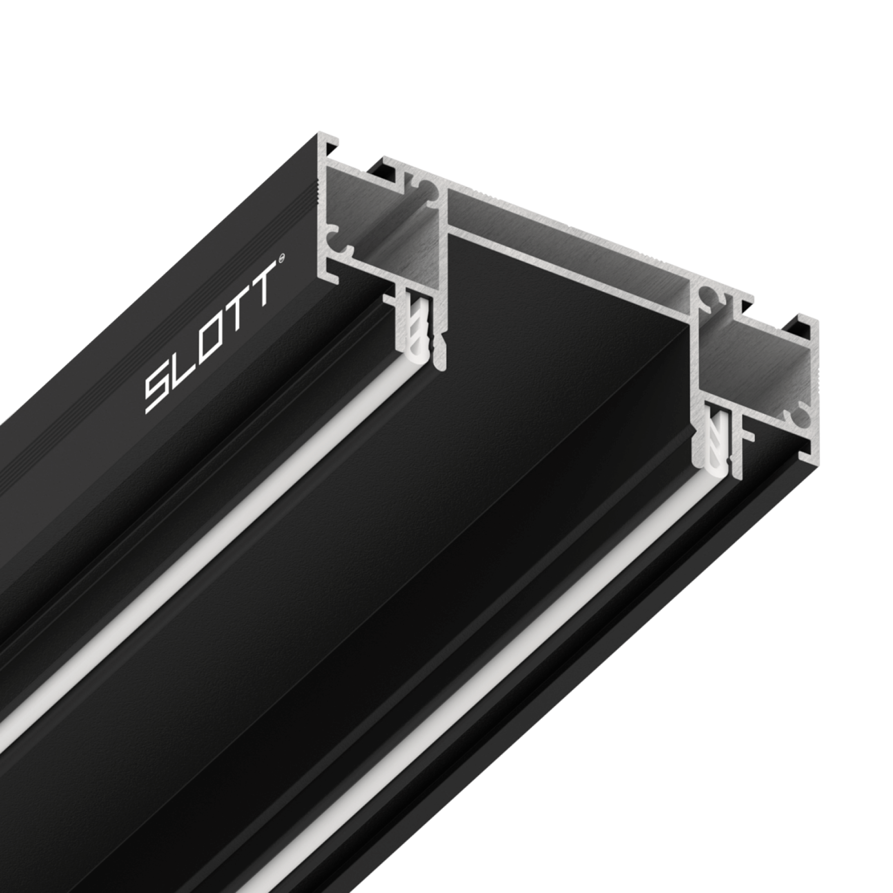 Система для встраивания однофазного трека (видимый фиксатор светильника) черный SLOTT INTRUDER