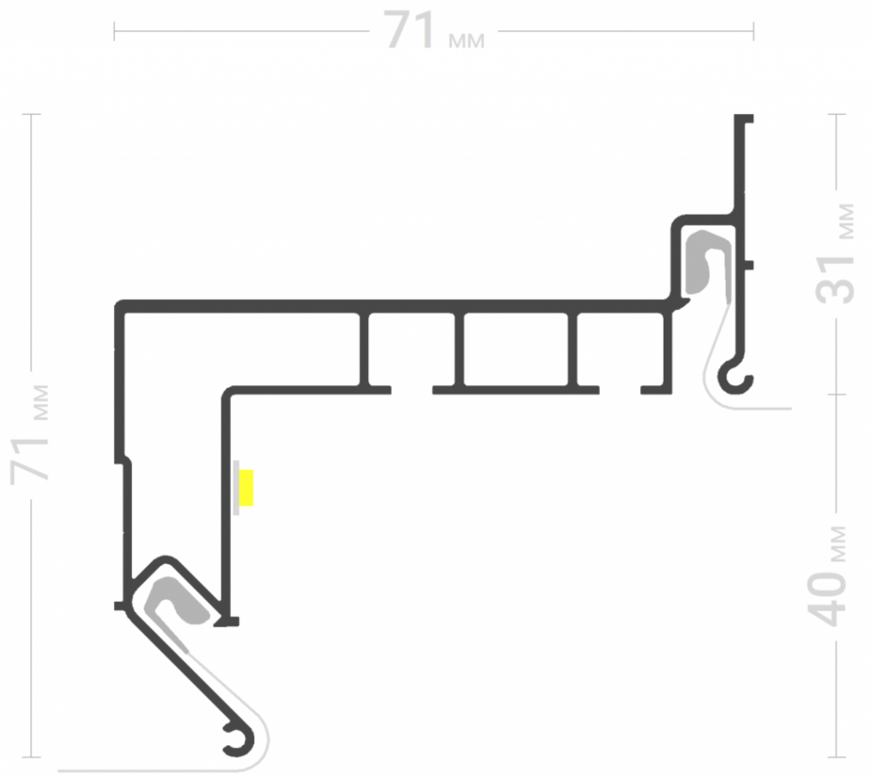 Профиль для изготовления скрытых карнизов GARDINA2 01 (ПФ 0040)