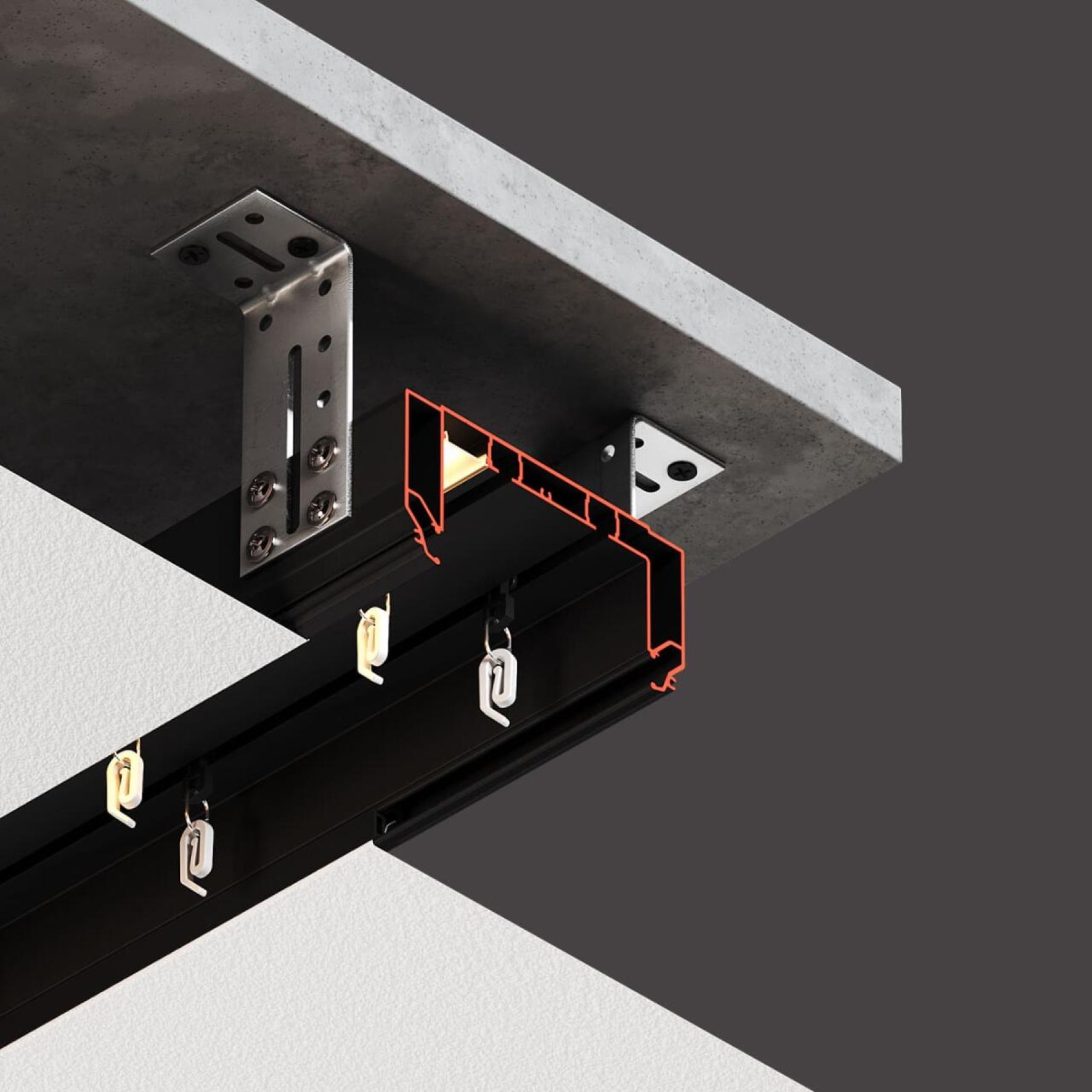 Профиль для изготовления скрытых карнизных ниш с подсветкой с двумя пазами GARDINA2 05 2.0 (ПФ 11058)